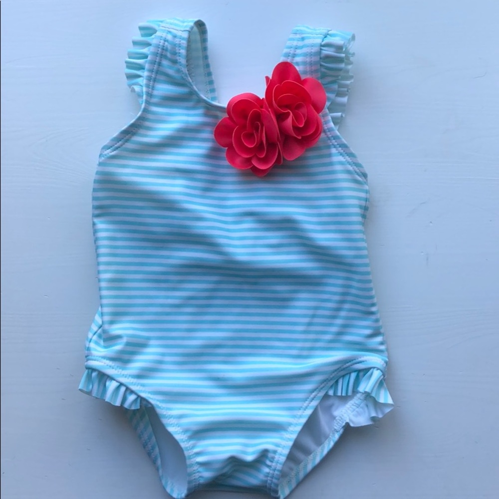Stripes and flower baby swim suit